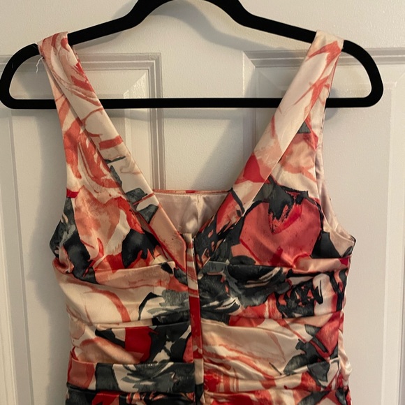 Express Ruched Mini Dress, Floral Design, 8 - Picture 3 of 6